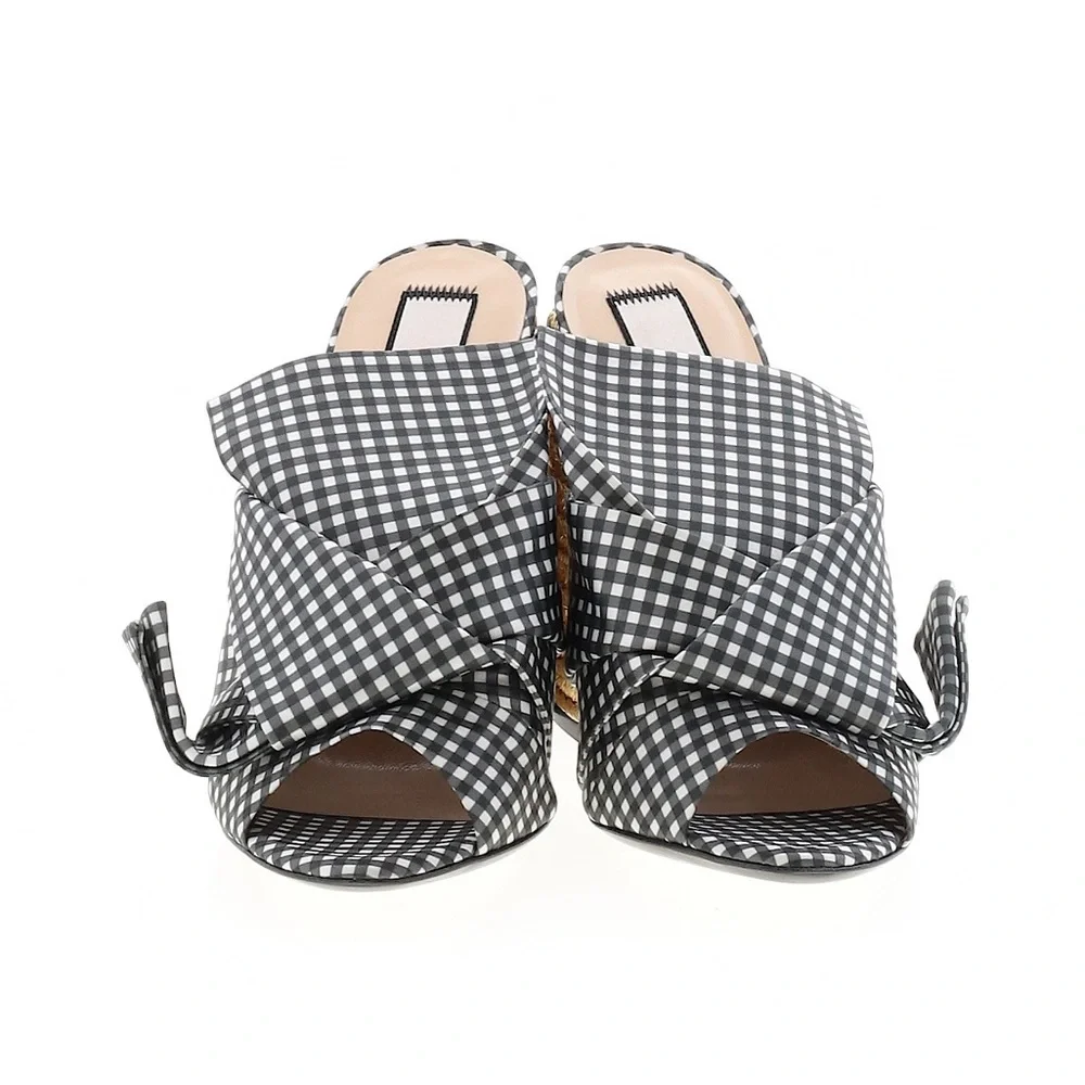 No. 21 Vichy Bow Espadrille Heel Mules Sandals Brand NEW Size 38